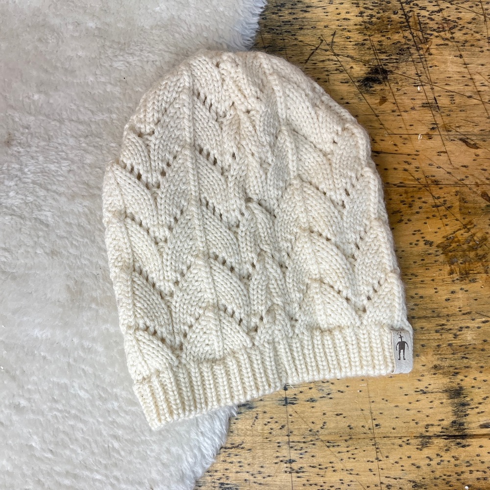 Smartwool Cream Merino Wool Crochet Beanie